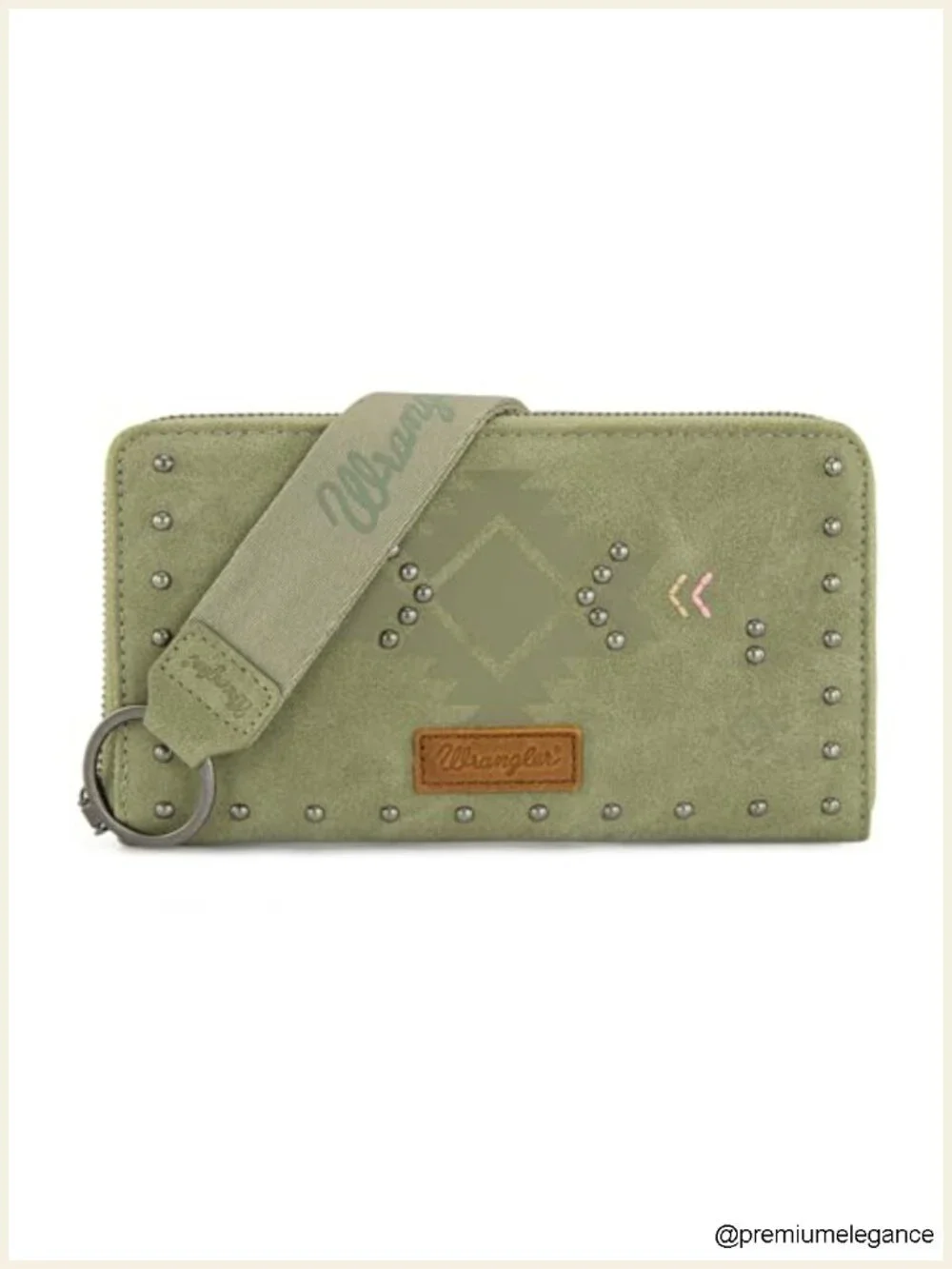 Western Wristlet Wallet with Aztec Print & Removable Strap